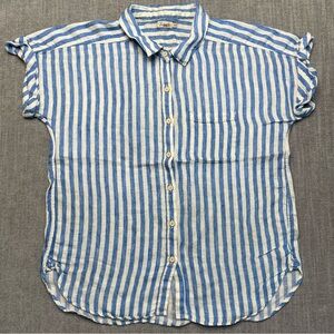 Faherty Striped Linen Button Up Shirt Women’s Size Medium